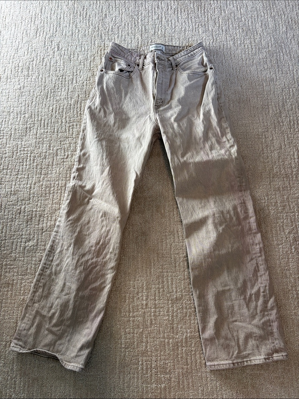 Abercrombie & Fitch Women’s 30 Light Beige Straight Jeans Fall Winter Cotton